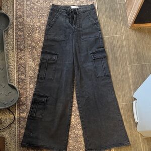 Women's Wide Leg Black Cargo Jeans